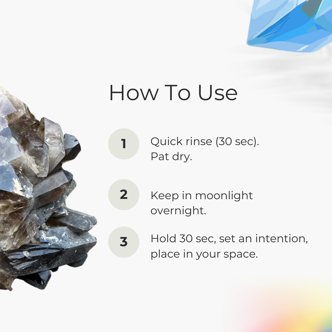 Smoky Quartz Cluster For grounding, protection, and calm strength.