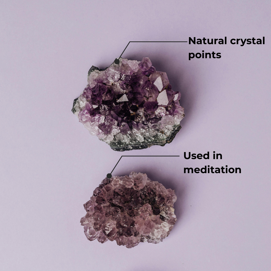 Amethyst Cluster For calm mind, deep sleep vibes, and spiritual protection.