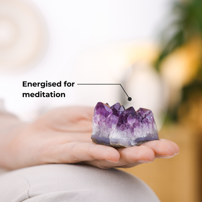 Amethyst Cluster For calm mind, deep sleep vibes, and spiritual protection.